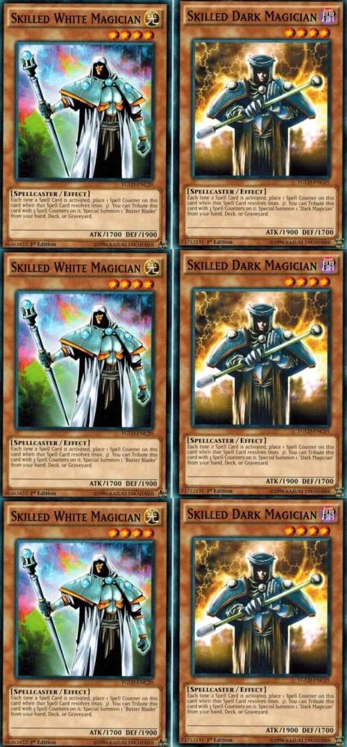 3 x Skilled Dark Magician + 3 x Skilled White Magician YGLd / SDMY 1st ...