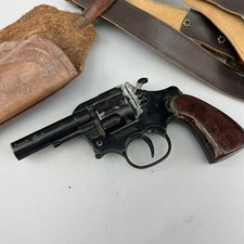 Vtg Patrol Die-cast Metal Cap Gun  Revolver Western Ranger Leather Holster Toy