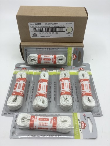 Lot of 6 Pairs of White Glow In The Dark Flat 9/16" Wide 45” Long Shoelaces