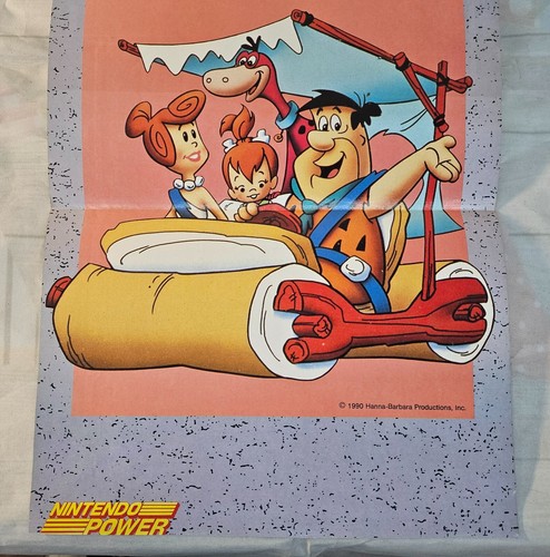 1990 Nintendo Power Magazine 11" x 22.5" The FLINSTONES Rescue Dino Poster GREAT - Picture 3 of 4