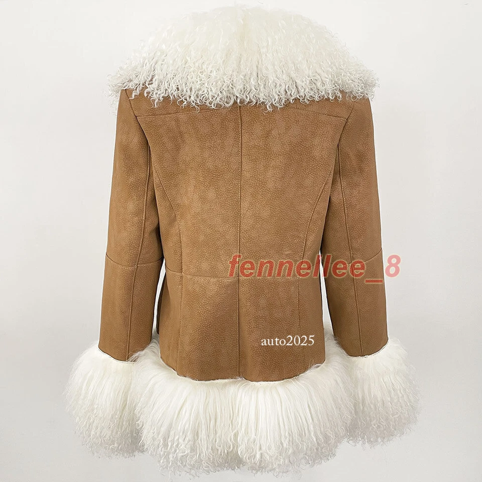 Mujeres Abrigo de piel de mongol real forrado de piel de conejo chaqueta cálida ropa exterior nuevo Foto 4 de 4