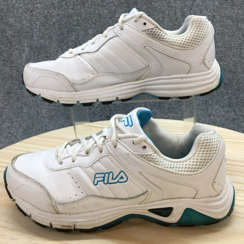 Fila Zapatos Mujer 9.5 EEEEE Tenis Atléticos 5HAW0000-162 Cuero Blanco Con Cordones Foto 3 de 4