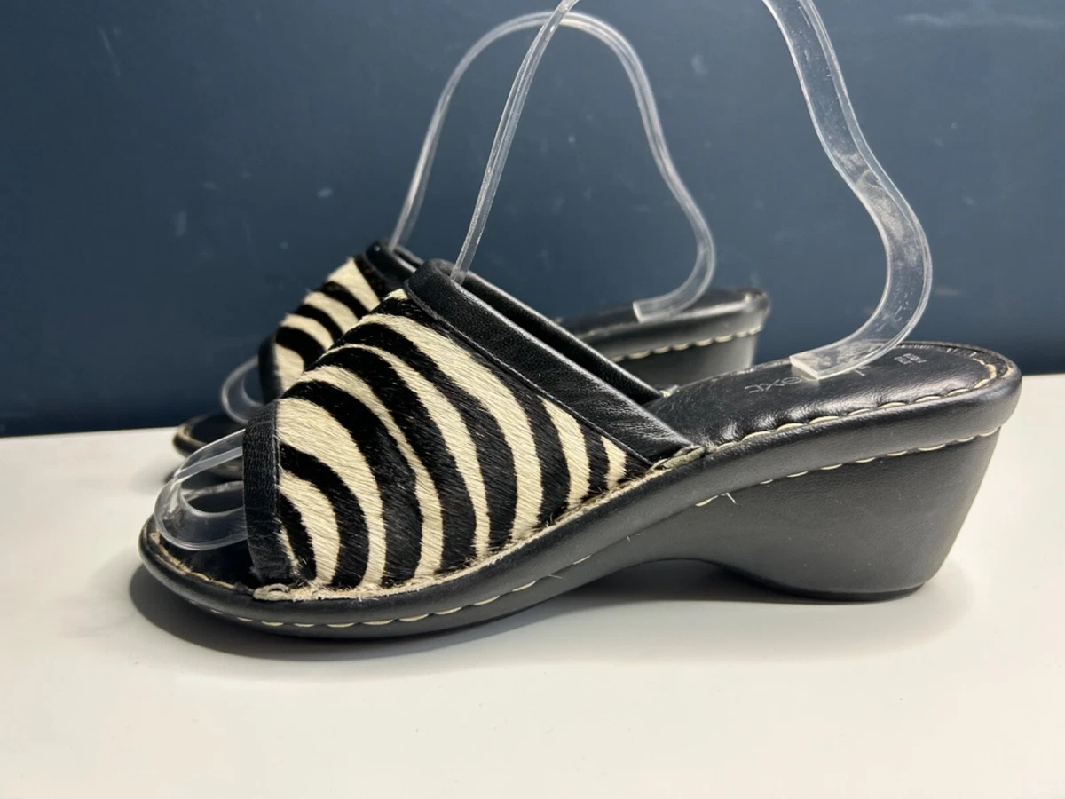 NEXT Zebra Print Leather Ladies Mule Wedge Shoes Size UK Size 6