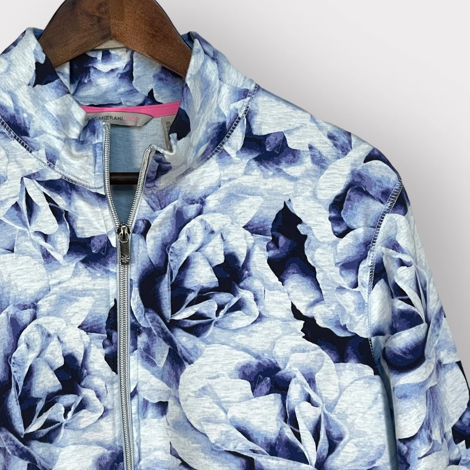 Isaac Mizrahi Live! SOHO Anorak куртка женщин M синий цветочный карманы полный молнии трикотажа - Изображение 4 из 4