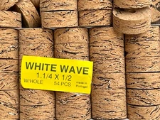 Cork Rings 36 White Wave Burl ,  1 1/4" x 1/2" x 1/4" Hole