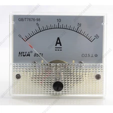 1 × DC 20A Analog Panel AMP Current Meter Ammeter Gauge 85C1 White 0-20A DC