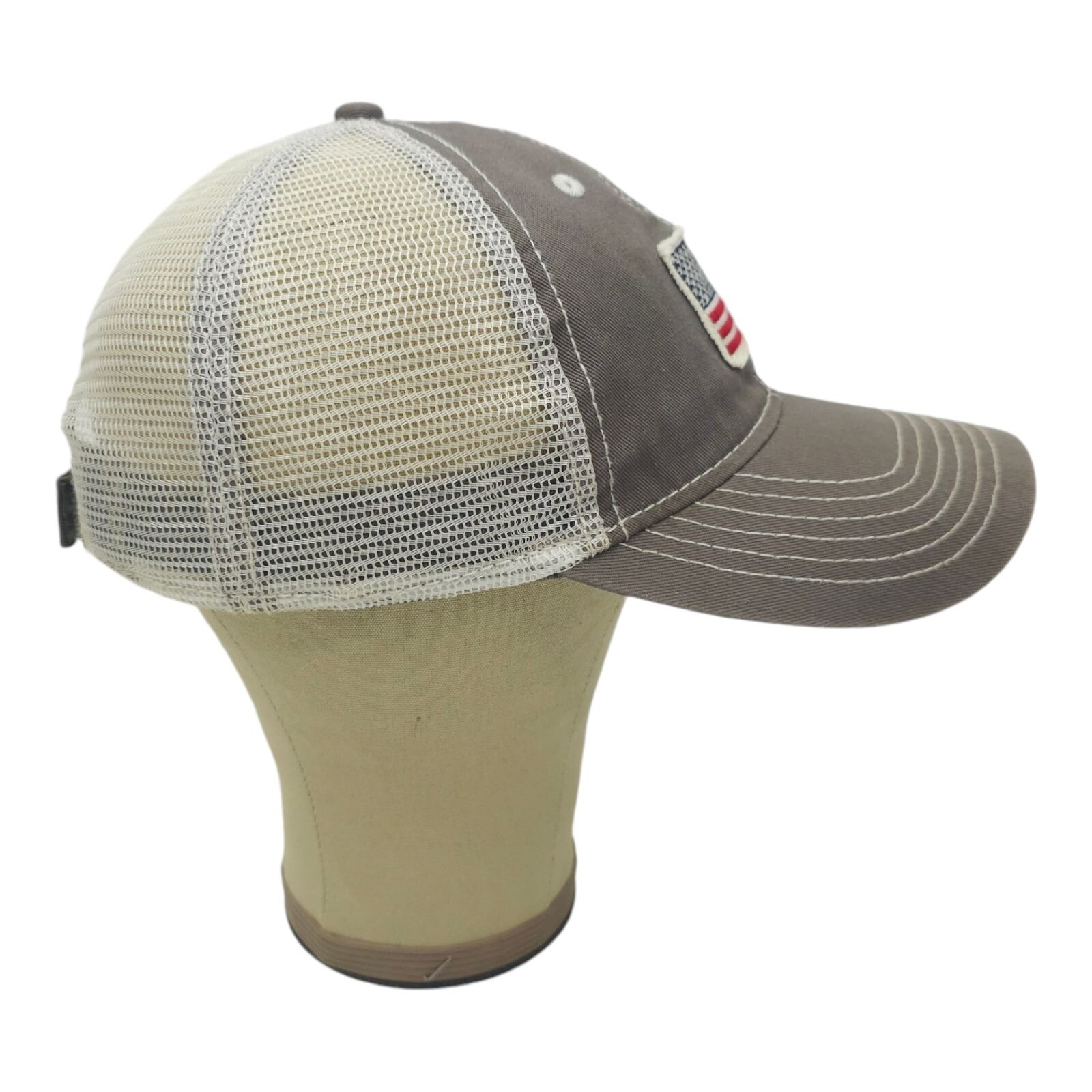 American Flag Patch Strapback Cap Curved Brim Mes… - image 12