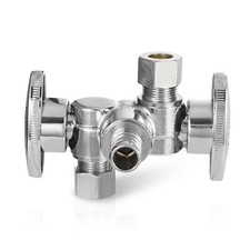 EFIELD 1/2"PEX Crimp×3/8"OD Compr.×3/8"OD Compr.Dual Stop Valve 1/4 Turn No Lead