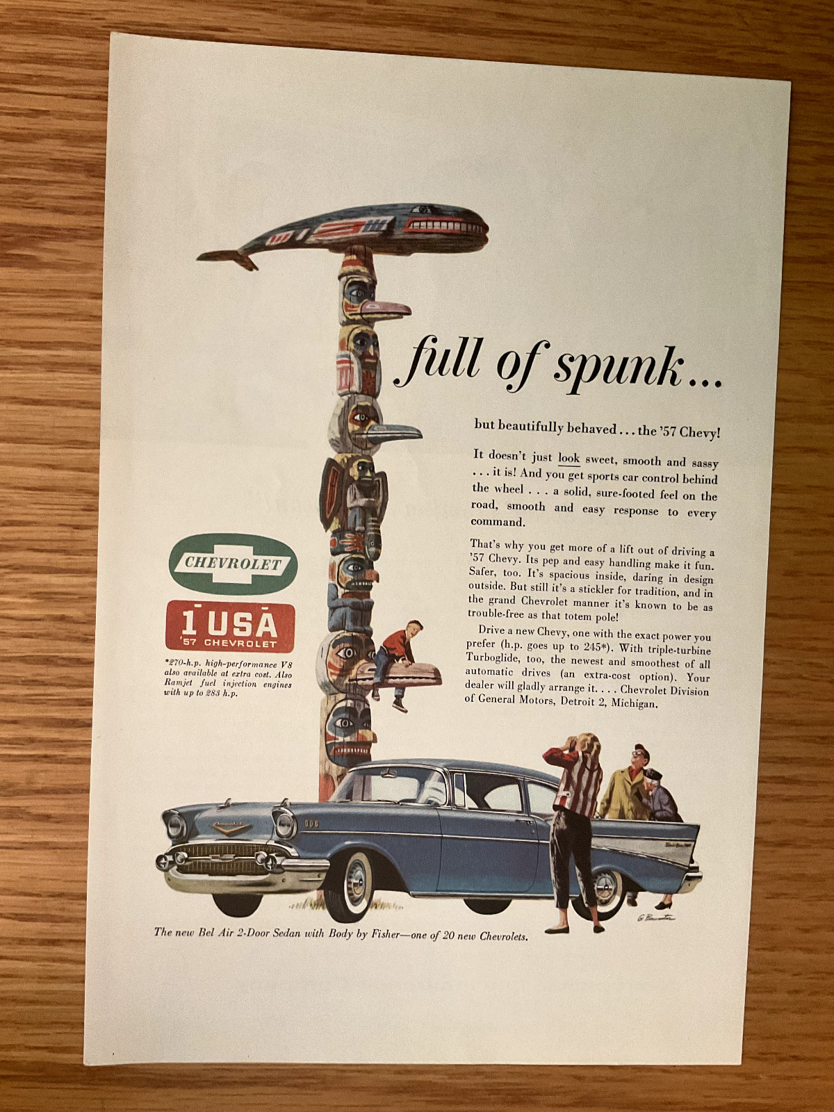 CHEV48 VINTAGE Original 1957 Chevrolet Bel Air Sedan Small Advertisement