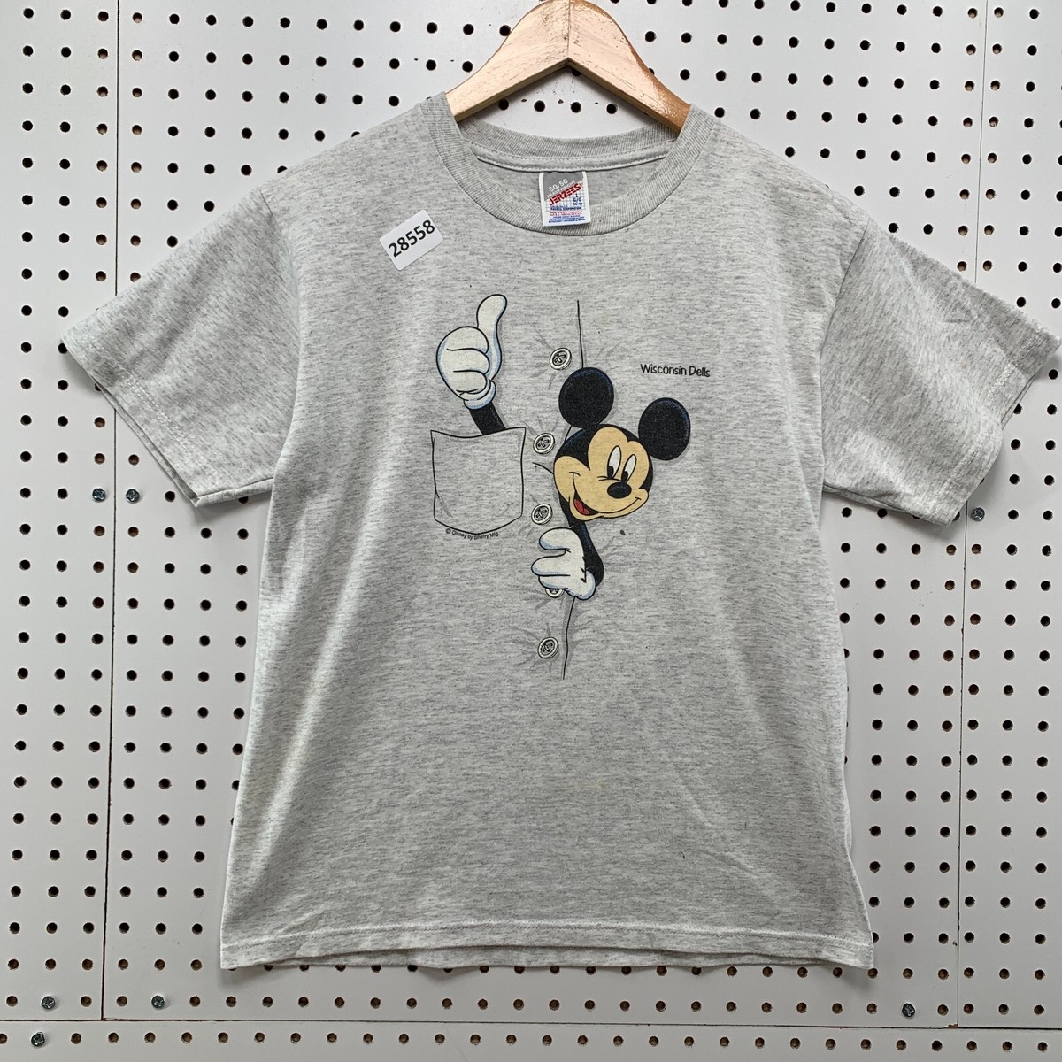 Vintage 90s Mickey Mouse Shirt Gray Wisconsin Dells Short Sleeve