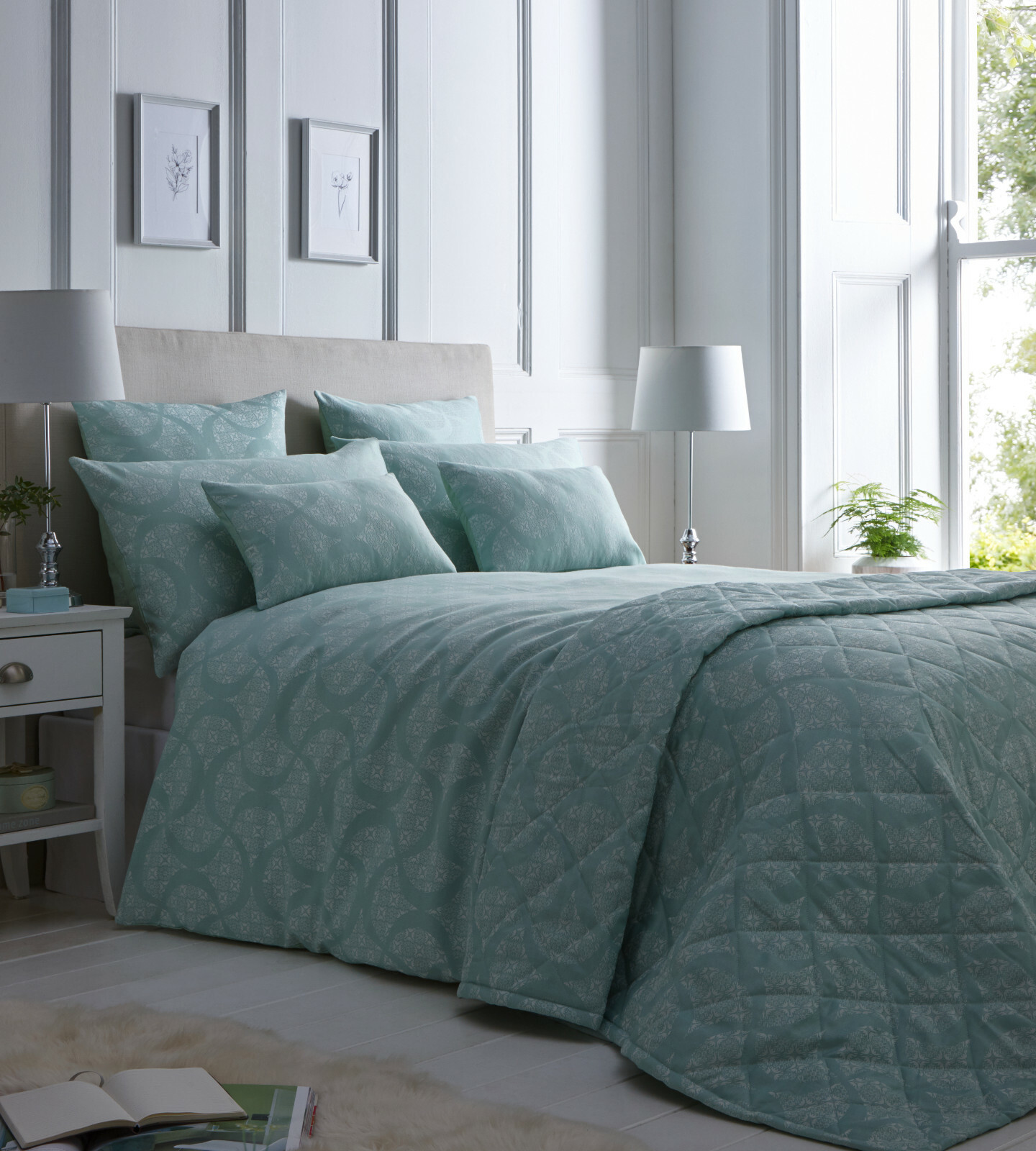 duck egg jacquard bedding
