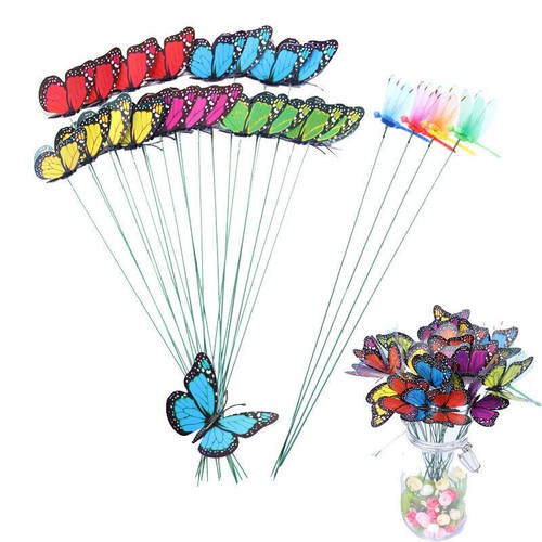 24 Stck. Schmetterlingspfähle Outdoor Hof Pflanzgefäß Blumentopf Bett Gartendekor Vase Neu - Bild 1 von 7