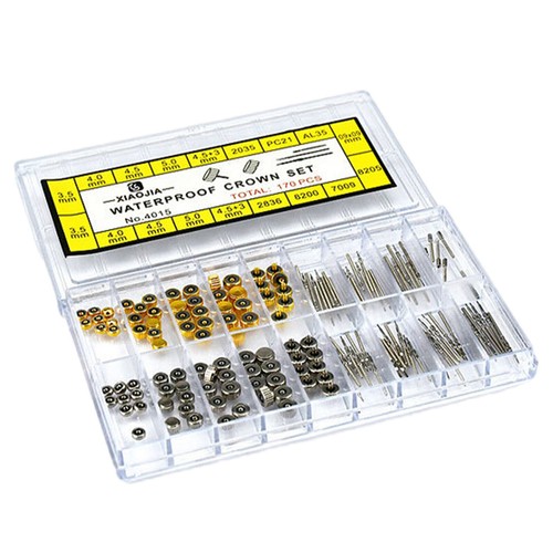 New 170PC Mixed Watch Stem And Crown Repair Parts Assortment Spare Parts Box Set - Picture 3 of 8