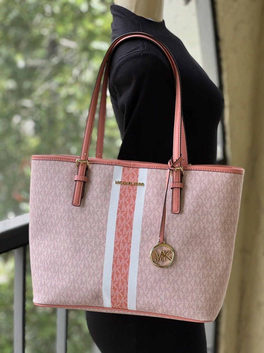 Pink and white michael kors purse cheap