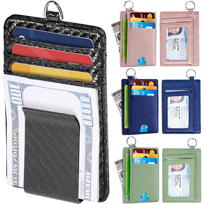 Travel Money Clip Wallet Minimalist Wallet RFID Blocking Purse ID Card Holder US