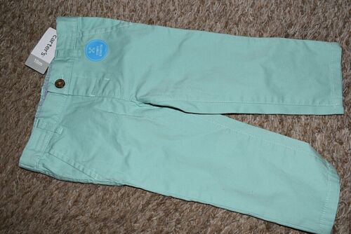 9R NWT 4T CARTER'S Mint Green CHINO Stretch Pull On Pants w/Adjustable Waist - Afbeelding 1 van 4