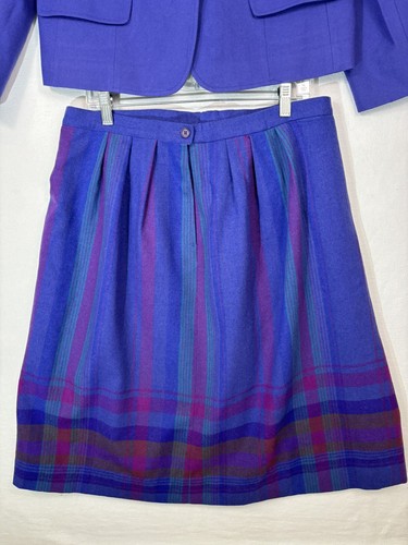 De colección. Traje Falda Pendleton 2 Piezas 100% Lana Virgen Talla 18 W Totalmente Forrado Púrpura - Imagen 3 de 24