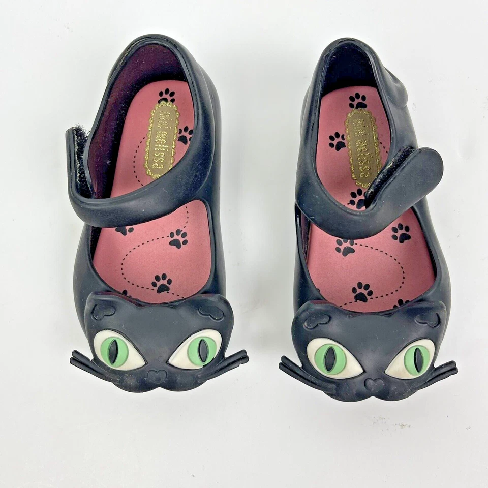 Mini Melissa Gato Negro Mary Jane Zapatos Niño Pequeño Talla 5 Halloween Festivo Foto 2 de 4