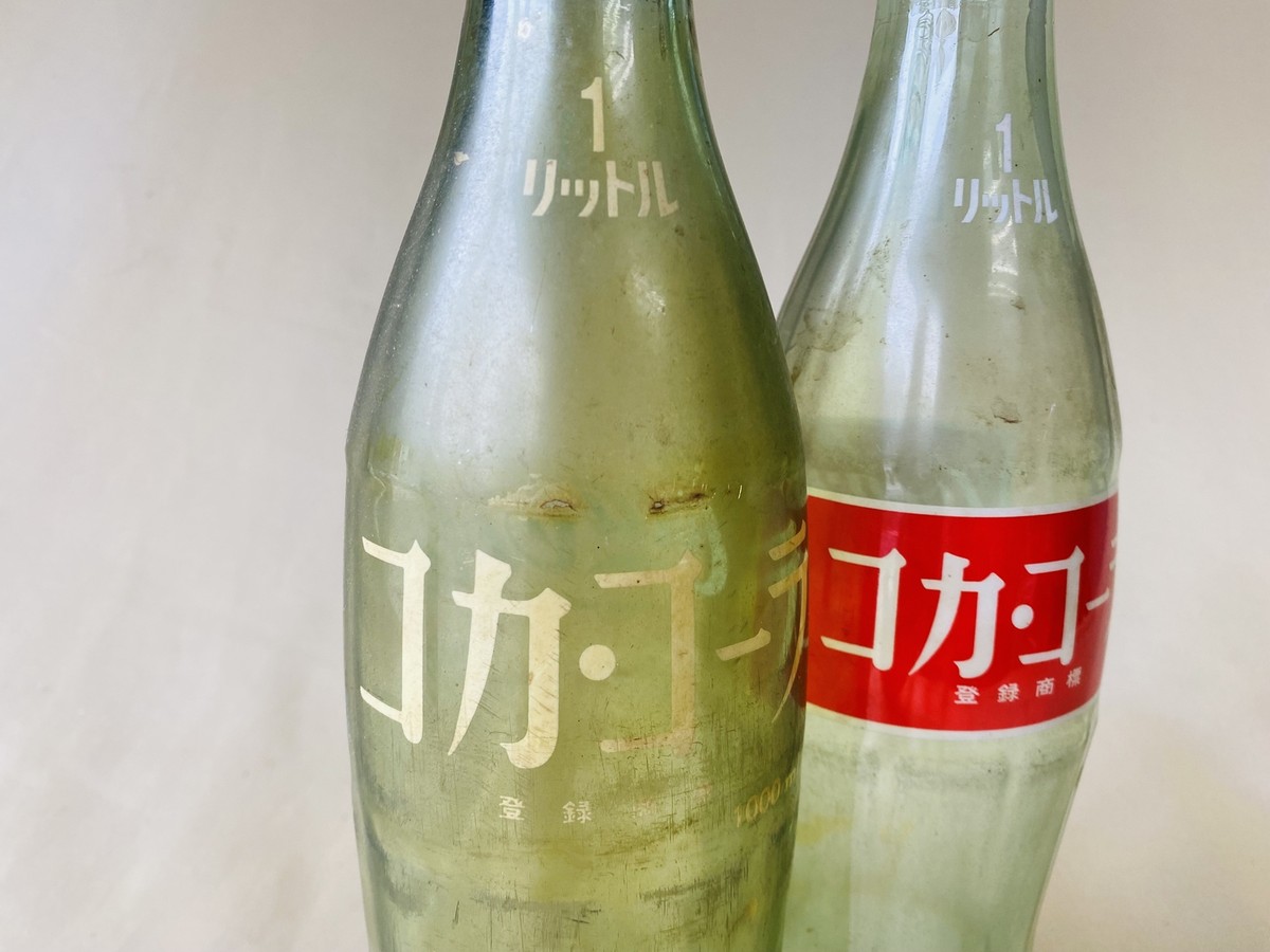 Y4281 BOTTLE Coca-Cola empty 1 liter soda set Japanese antique