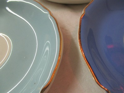 France Ceranord St Amand 3 Demitasse Saucers Trianon turquoise