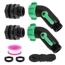 2 Pack Rain Barrel Spigot Kit, 45 Degree 3/4" GHT Heavy Duty Plastic Water Ho