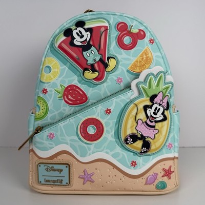 Unreleased Mickey Minnie Summer Beach Float Fruit Loungefly Mini Backpack NWT