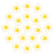 20-Pack Artificial Plumeria Flower Heads, 3.35" Fake Flowers,Yellow Heart White