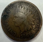 1866 Indian Head Cent Exact Coin Imaged #IND835