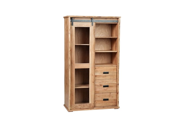 Highboard Baumkante 100 X 45 X 175 Cm Akazienholz Massiv Naturfarben Lian Iv-image