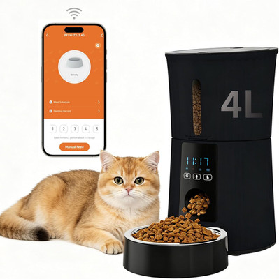 4L Automatic Cat Feeder with APP, Timed Pet Feeders for Dry Food with Portion Co