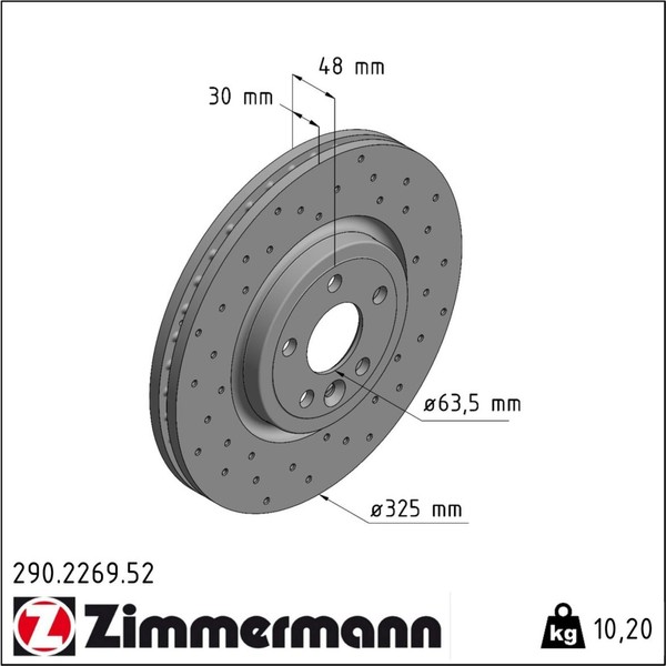 2X Zimmermann 290.2269.52 Bremsscheibe FüR Jaguar XE X760-image
