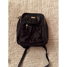 Allancia Black Nylon Backpack with Gold Hardware