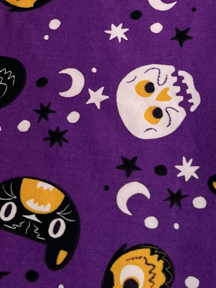 LuLaRoe Leggings OS One Size HALLOWEEN Cat Animal PURPLE Moon OWL SKULL CROW Fun - Image 2 of 4