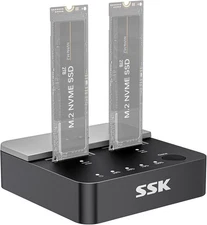 SSK DK201 NVMe Cloner M.2 Duplicator Dual Bay Enclosure Tool-Free 20Gbps USB3.2