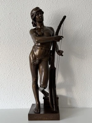 Grand bronze ancien Honoré Icard – « David devant Saül » – 68 cm – 17,4 kg - Photo 1/4