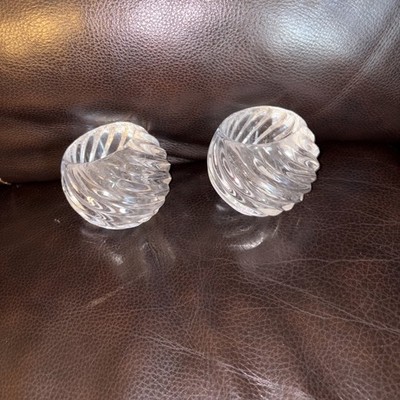 Pair of Vintage PartyLite Illusions Swirl Clear Glass Votive Candle Holders