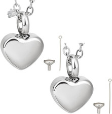 2 Pack Small Heart Shaped Cremation Jewelry Ashes Ur Shaped Necklaces