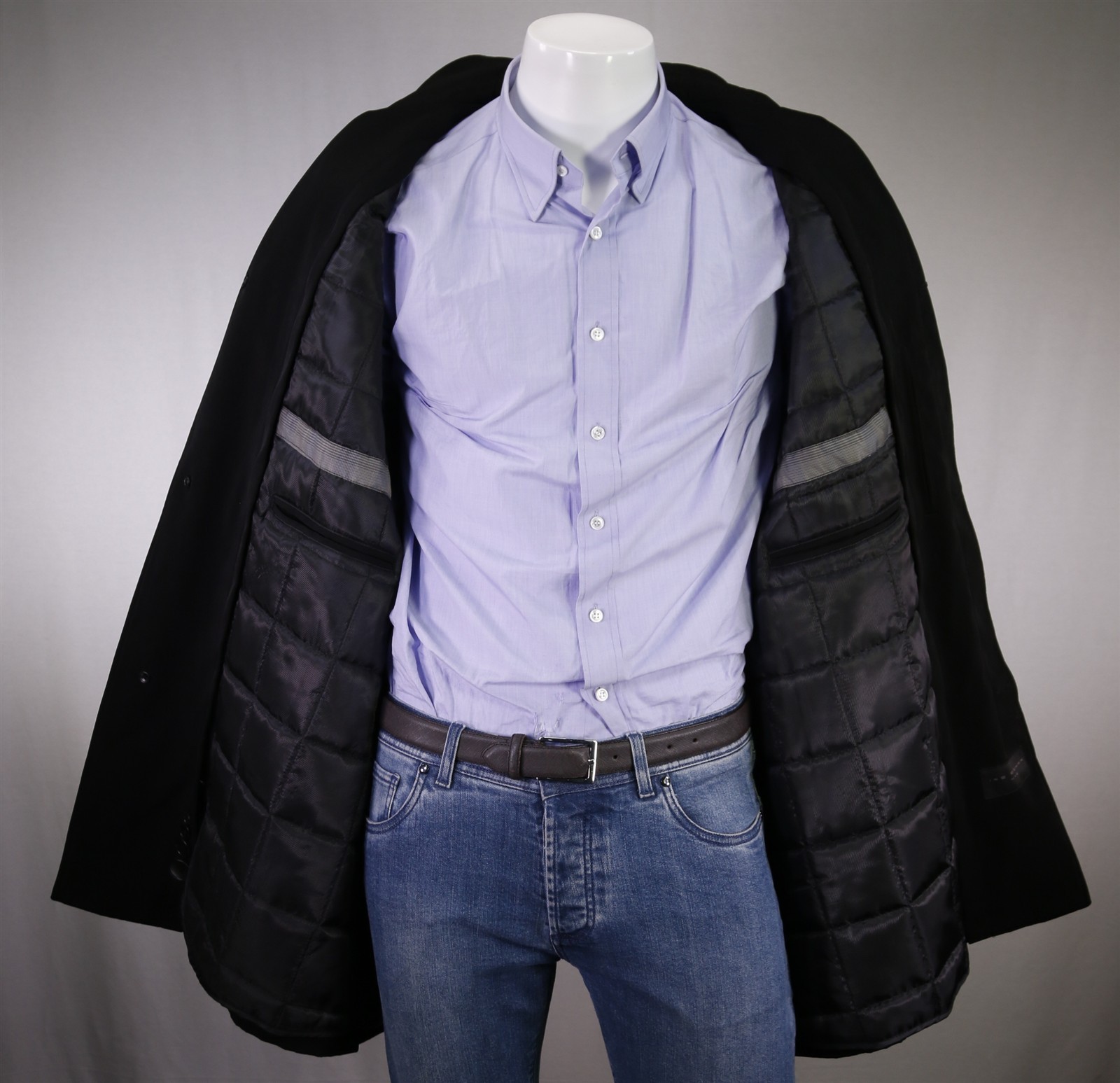 Ike Behar Black Button Front Microfiber Jacket w/… - image 7