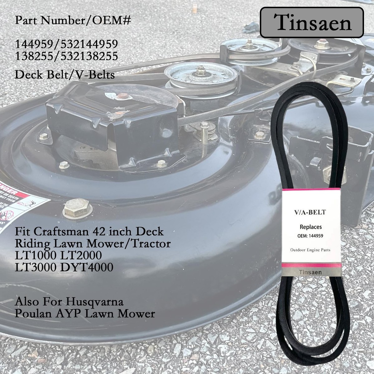 42 Inch Deck 144959 Craftsman Lawn Mower Belt 144959 Deck Belt
