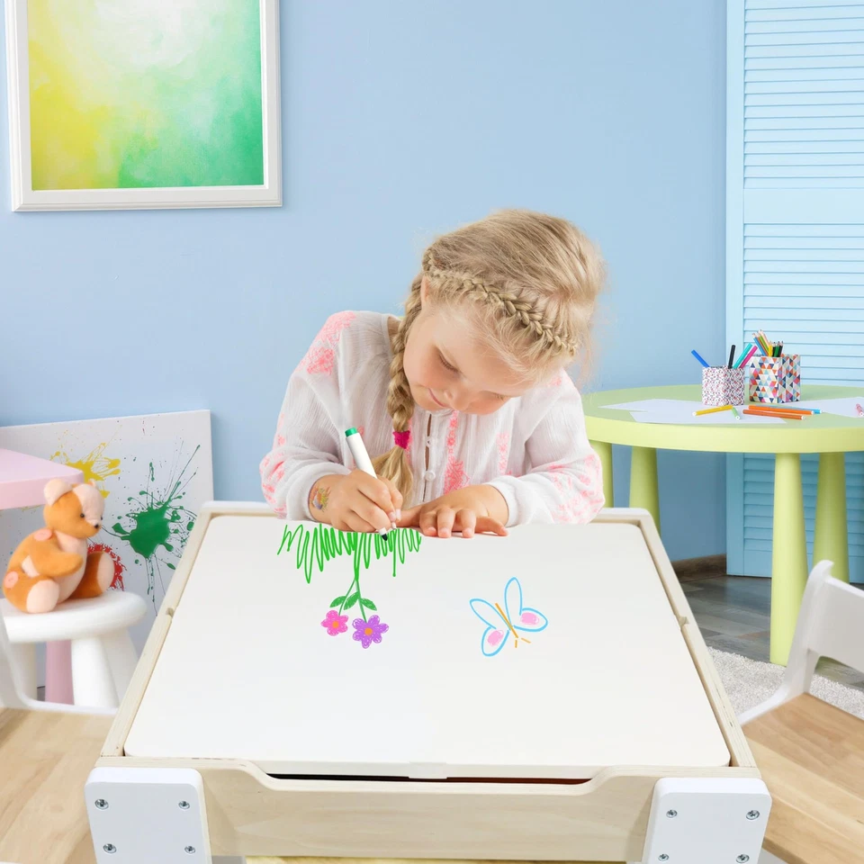 3 piezas. Mesa Multiactividad con Mesa Reversible con Espacio de Almacenamiento y Ch... Foto 3 de 4