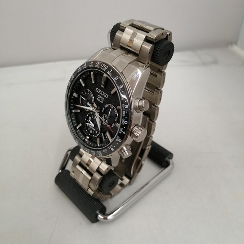 Seiko Astron 5X53-0AB0 GPS Date Titane Céramique Blk SLV 10Bar Solaire Hommes - Photo 1 sur 10