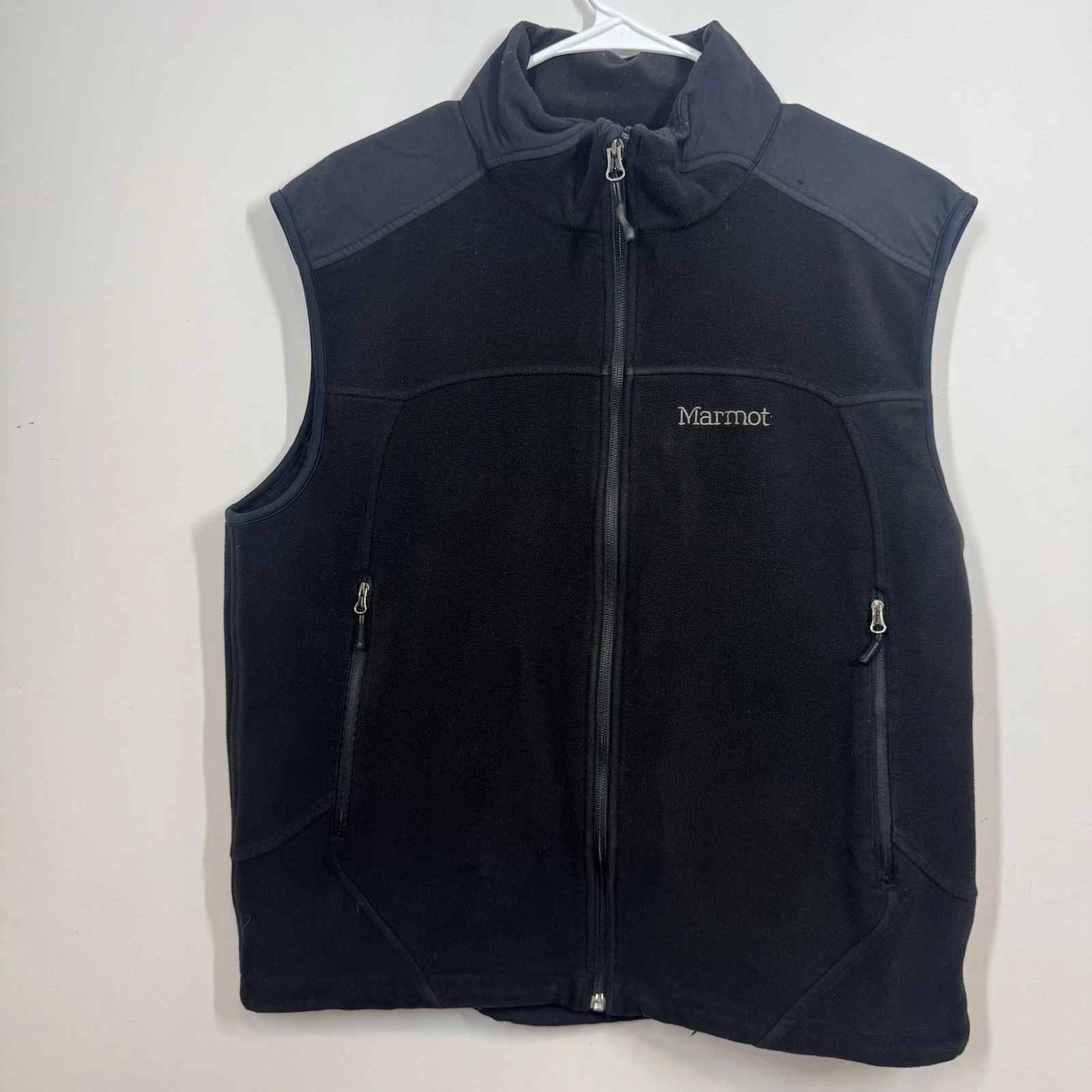 Marmot Vintage Gore Windstopper Vest Mens L Black Full Zip Pockets Outdoors Hike