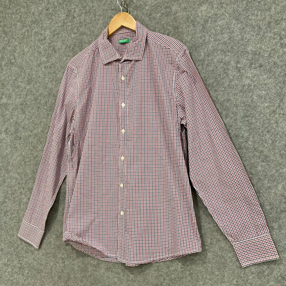 Рубашка мужская United Colors of Benetton размер XL разноцветная клетчатая с длинным рукавом 51822 - Изображение 2 из 4