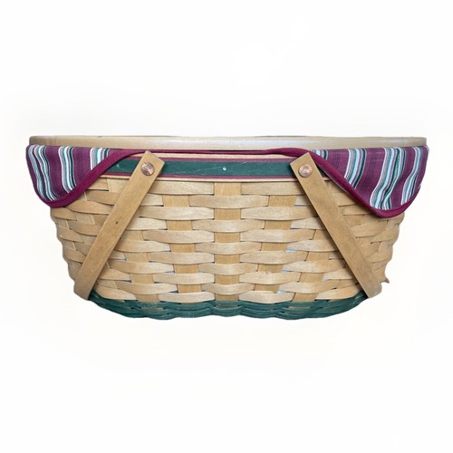 Longaberger Dual Handle Generosity Basket, Wood lid Fabric & Plastic Liners - Picture 5 of 22