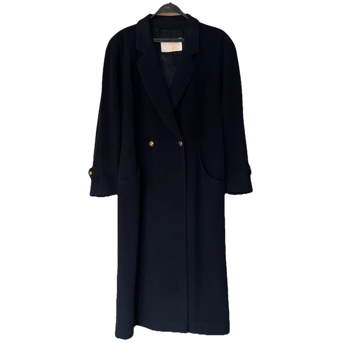 【 peak】FR Over Coat　Black Lucasini Mens Black Wool Long Peak Lapel Overcoat Warm Winter Mod