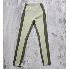 NEW Wilo The Label Leggings Womens S Green Ribbed Contrast Color Block 7/8 Ankle