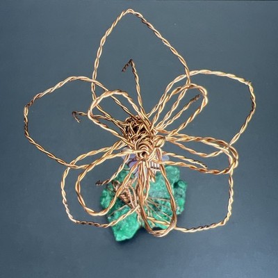 Malachite & Fluorite Columbine Twisted Copper Flower Artisan ~ Made in the USA