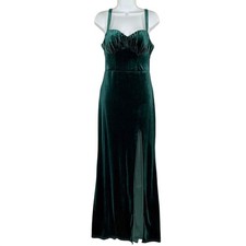 City Triangles Velvet Maxi Dress Gown M Juniors 7 NEW Forest Green Prom Formal