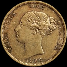 1882 Melbourne Young Head Half Sovereign about EF
