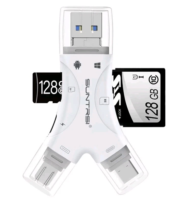 SD Card Reader for iPhone/ipad/Android/Mac/Computer/Camera,4 in1 Micro SD... - Image 1 of 4